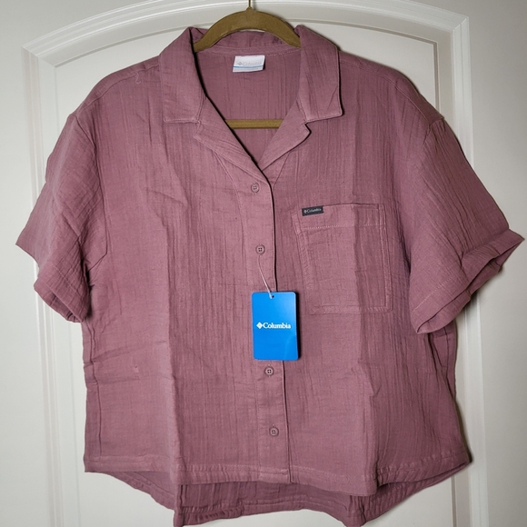 COLUMBIA Holly Hideaway Breezy Short Sleeve Top - Size M - Rose - (NWT) - Picture 9 of 15